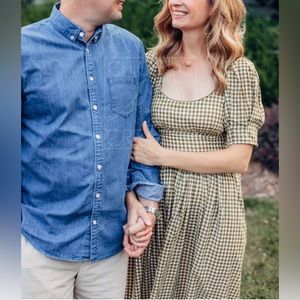 DOEN KENNEDY DRESS -- OLIVE GINGHAM